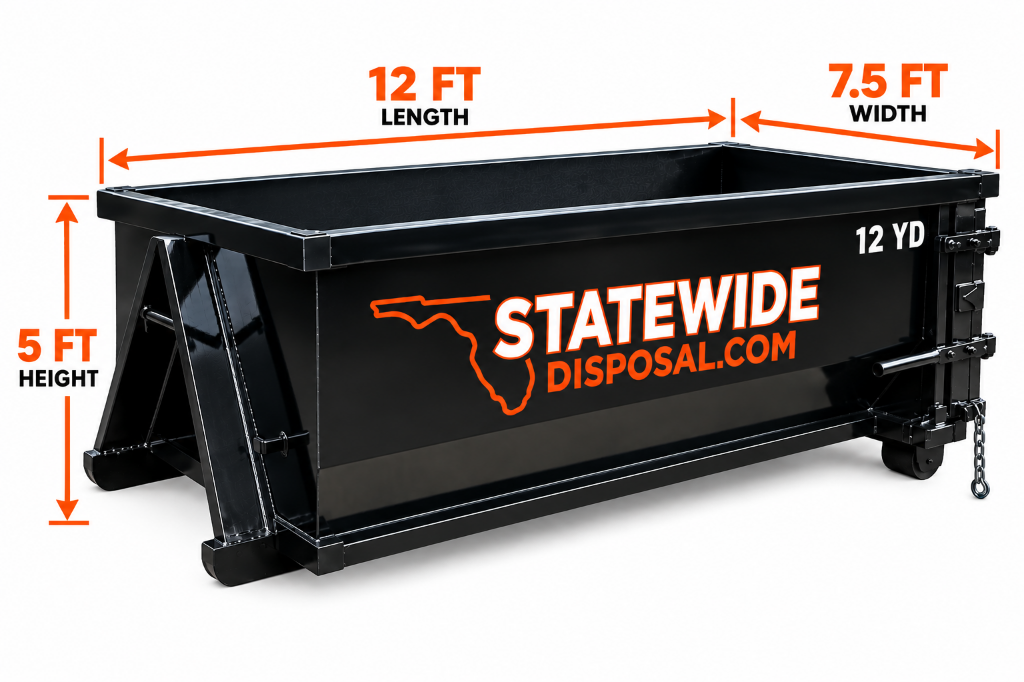 Statewide Disposal 12 Yard Roll-off Dumpster Dimensions