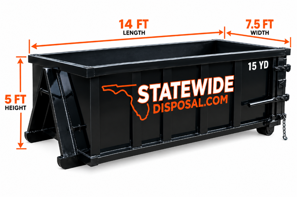 Statewide Disposal 15 Yard Roll-off Dumpster Dimensions